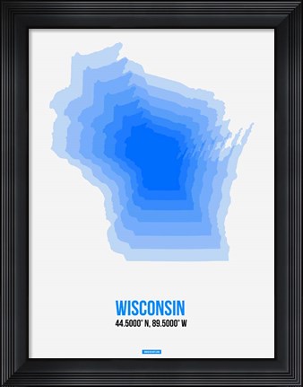 Framed Wisconsin Radiant Map 1 Print