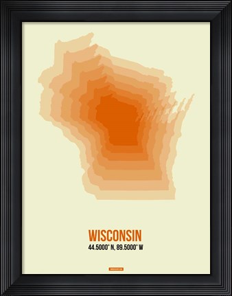 Framed Wisconsin Radiant Map 2 Print