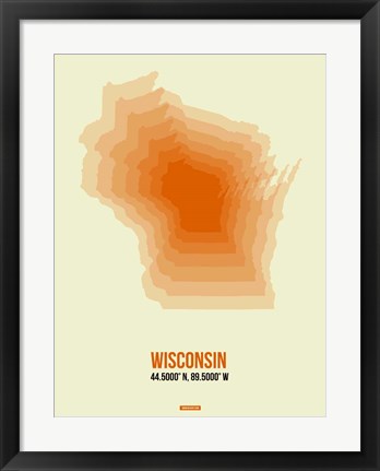Framed Wisconsin Radiant Map 2 Print