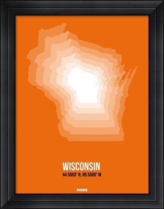 Framed Wisconsin Radiant Map 3 Print