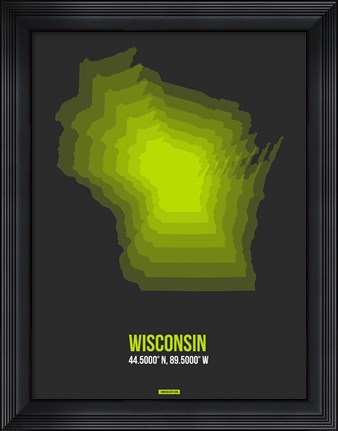 Framed Wisconsin Radiant Map 4 Print
