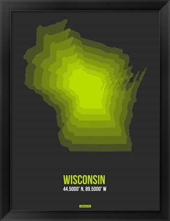 Framed Wisconsin Radiant Map 4 Print