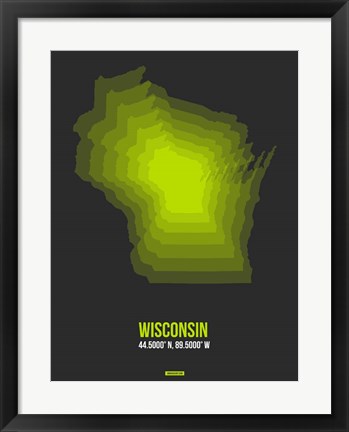 Framed Wisconsin Radiant Map 4 Print