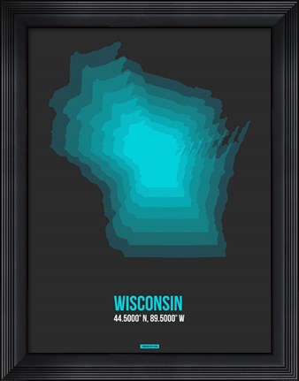 Framed Wisconsin Radiant Map 5 Print