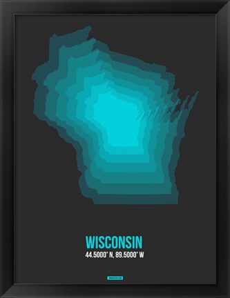 Framed Wisconsin Radiant Map 5 Print