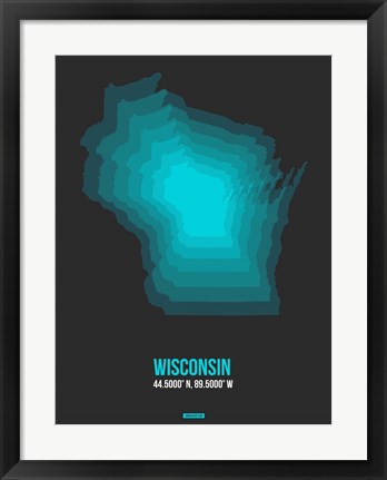 Framed Wisconsin Radiant Map 5 Print