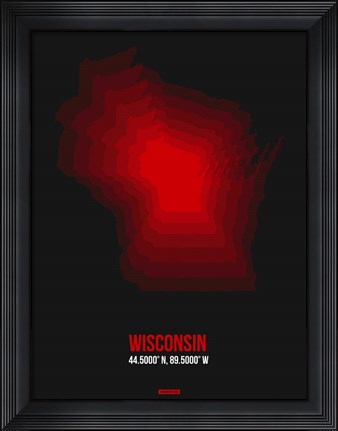 Framed Wisconsin Radiant Map 6 Print