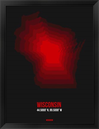 Framed Wisconsin Radiant Map 6 Print