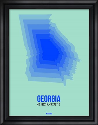 Framed Georgia Radiant Map 2 Print