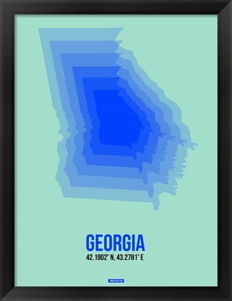 Framed Georgia Radiant Map 2 Print