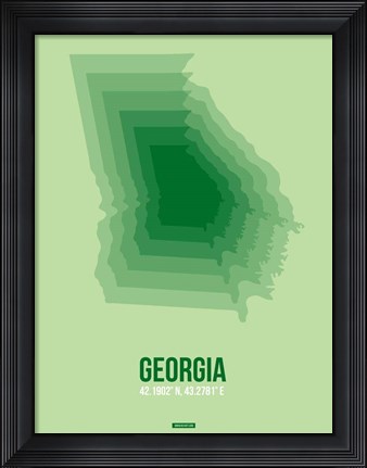 Framed Georgia Radiant Map 3 Print