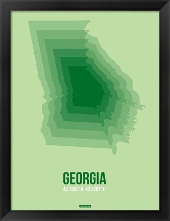 Framed Georgia Radiant Map 3 Print