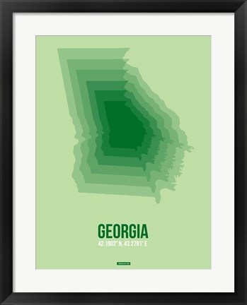 Framed Georgia Radiant Map 3 Print