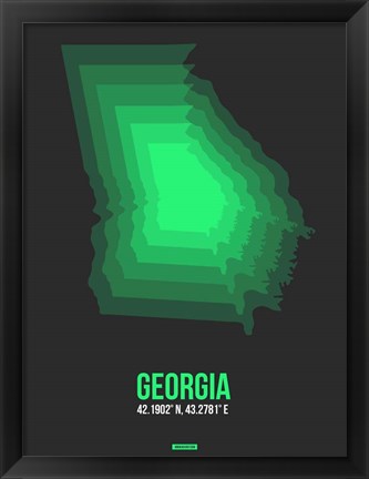 Framed Georgia Radiant Map 4 Print