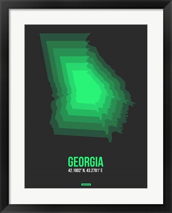 Framed Georgia Radiant Map 4 Print