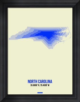 Framed North Carolina Radiant Map 1 Print