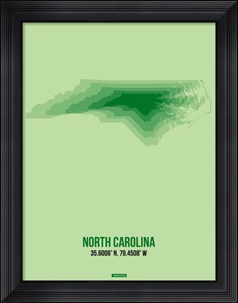Framed North Carolina Radiant Map 2 Print