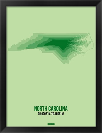 Framed North Carolina Radiant Map 2 Print