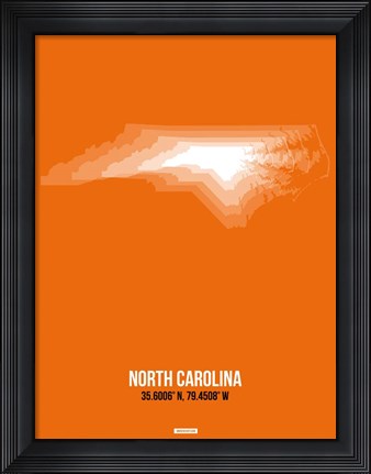 Framed North Carolina Radiant Map 3 Print
