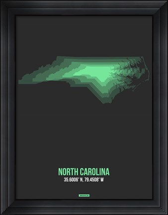 Framed North Carolina Radiant Map 4 Print