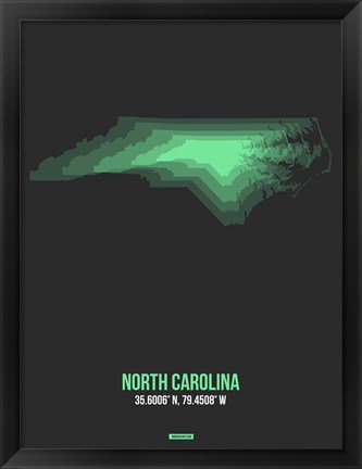 Framed North Carolina Radiant Map 4 Print