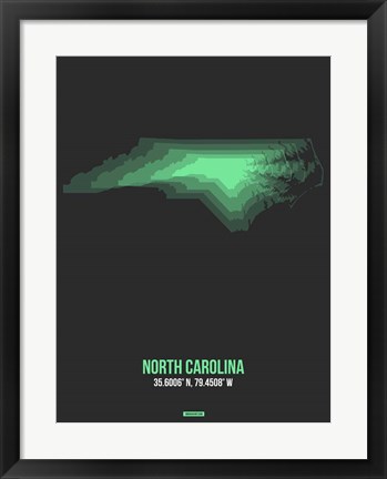 Framed North Carolina Radiant Map 4 Print