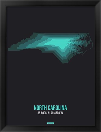 Framed North Carolina Radiant Map 5 Print