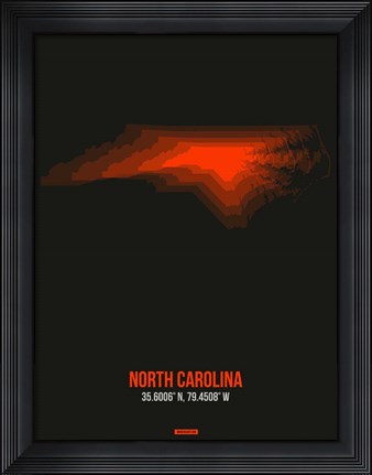 Framed North Carolina Radiant Map 6 Print