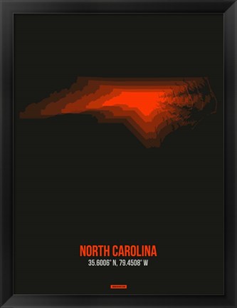 Framed North Carolina Radiant Map 6 Print