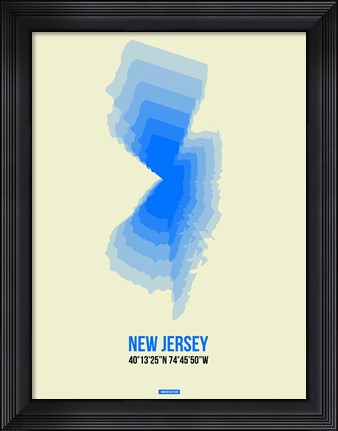 Framed New Jersey Radiant Map 1 Print