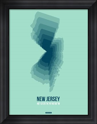 Framed New Jersey Radiant Map 2 Print
