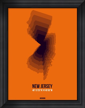 Framed New Jersey Radiant Map 3 Print