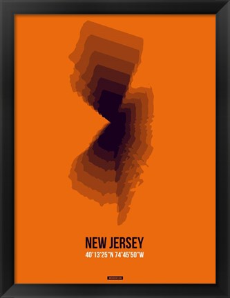 Framed New Jersey Radiant Map 3 Print