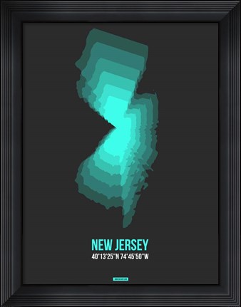 Framed New Jersey Radiant Map 4 Print