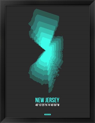 Framed New Jersey Radiant Map 4 Print