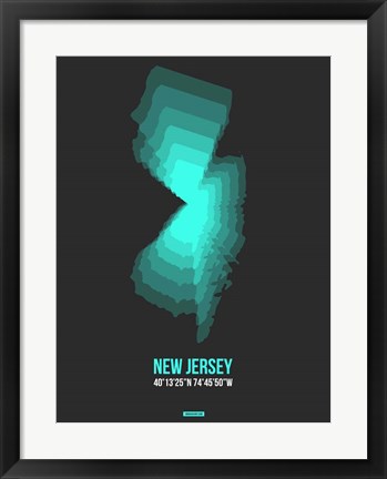 Framed New Jersey Radiant Map 4 Print