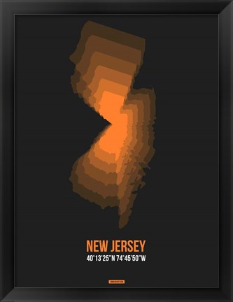 Framed New Jersey Radiant Map 5 Print