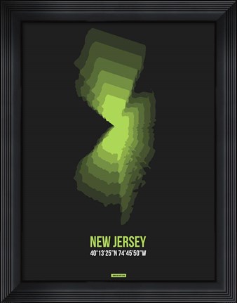 Framed New Jersey Radiant Map 6 Print
