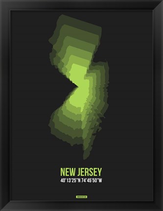 Framed New Jersey Radiant Map 6 Print
