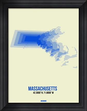 Framed Massachusetts Radiant Map 1 Print