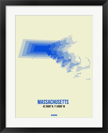 Framed Massachusetts Radiant Map 1 Print