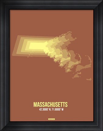 Framed Massachusetts Radiant Map 2 Print