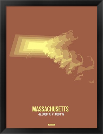 Framed Massachusetts Radiant Map 2 Print