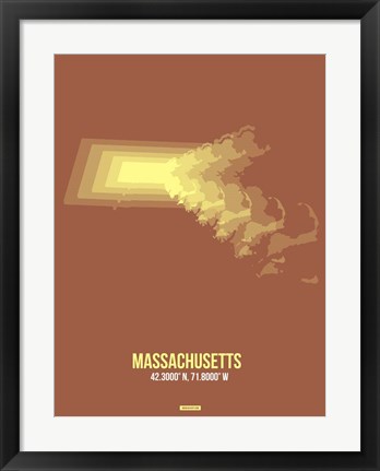 Framed Massachusetts Radiant Map 2 Print