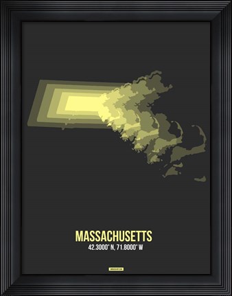 Framed Massachusetts Radiant Map 4 Print