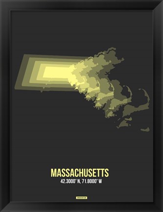 Framed Massachusetts Radiant Map 4 Print