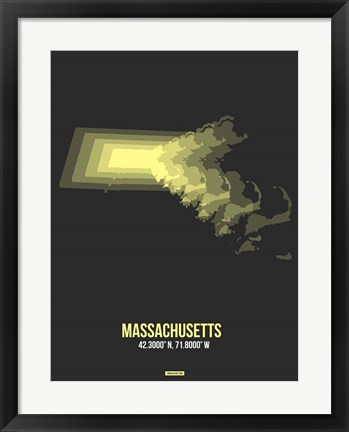 Framed Massachusetts Radiant Map 4 Print
