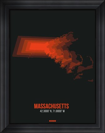 Framed Massachusetts Radiant Map 5 Print
