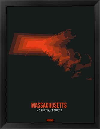 Framed Massachusetts Radiant Map 5 Print