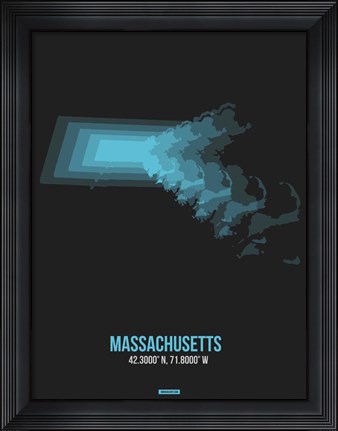 Framed Massachusetts Radiant Map 6 Print